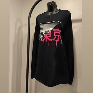 Size 3X Black Tokyo Sweatshirt Long Sleeve with Pink Font